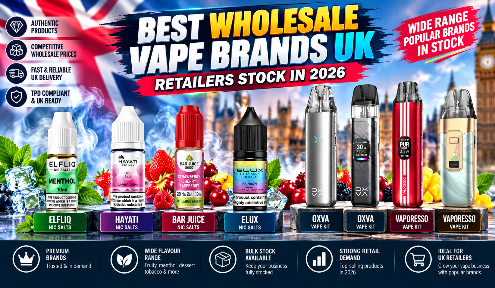 Best-Selling Wholesale Vape Brands UK Retailers Should Stock in 2026